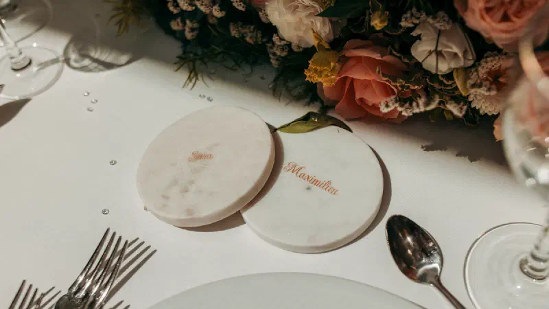 Des sous-verres personnalisés pour mon mariage.