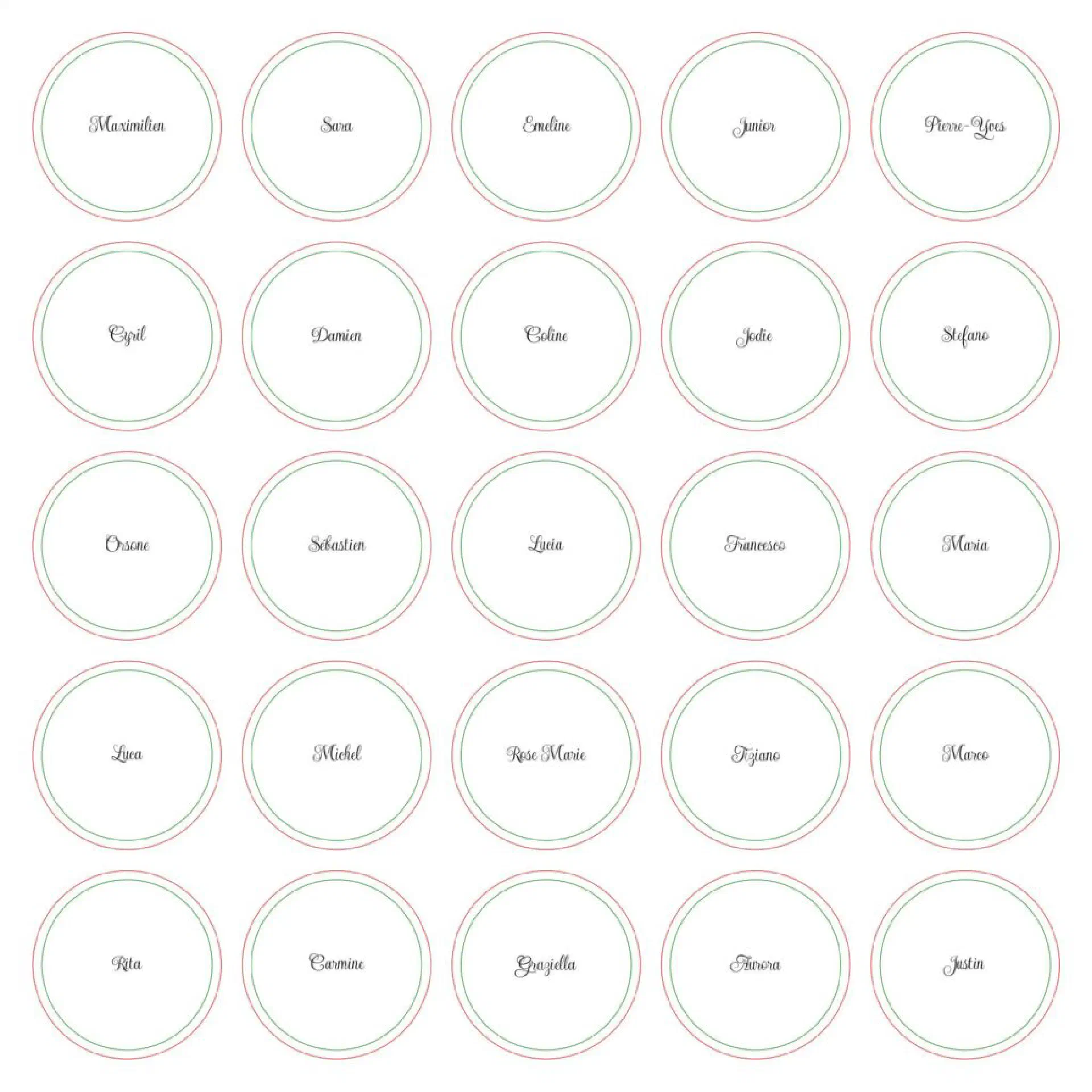 Planche de sous verres générés par Matplotlib.