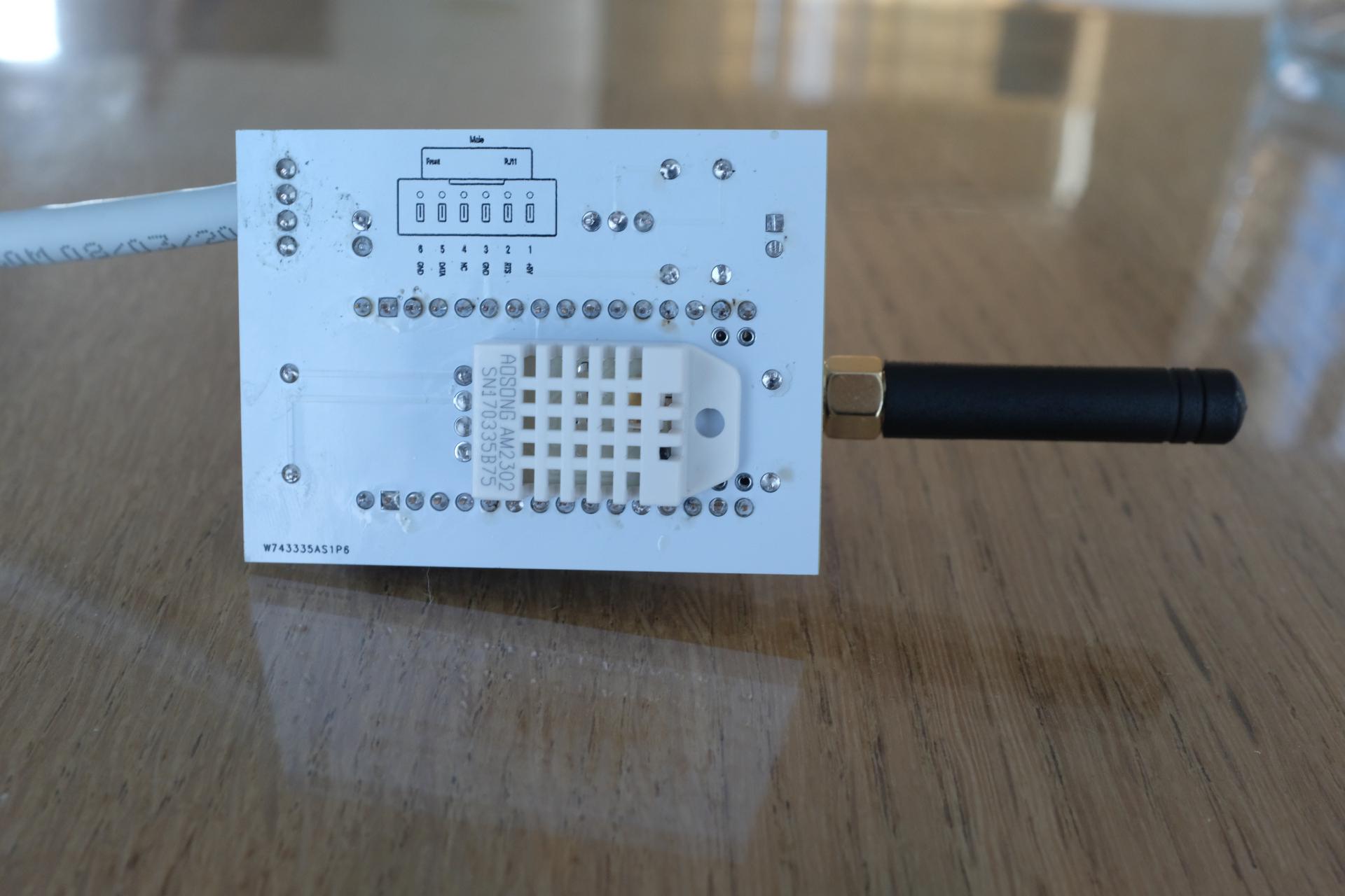 PCB assembled, back (DHT22 sensor)