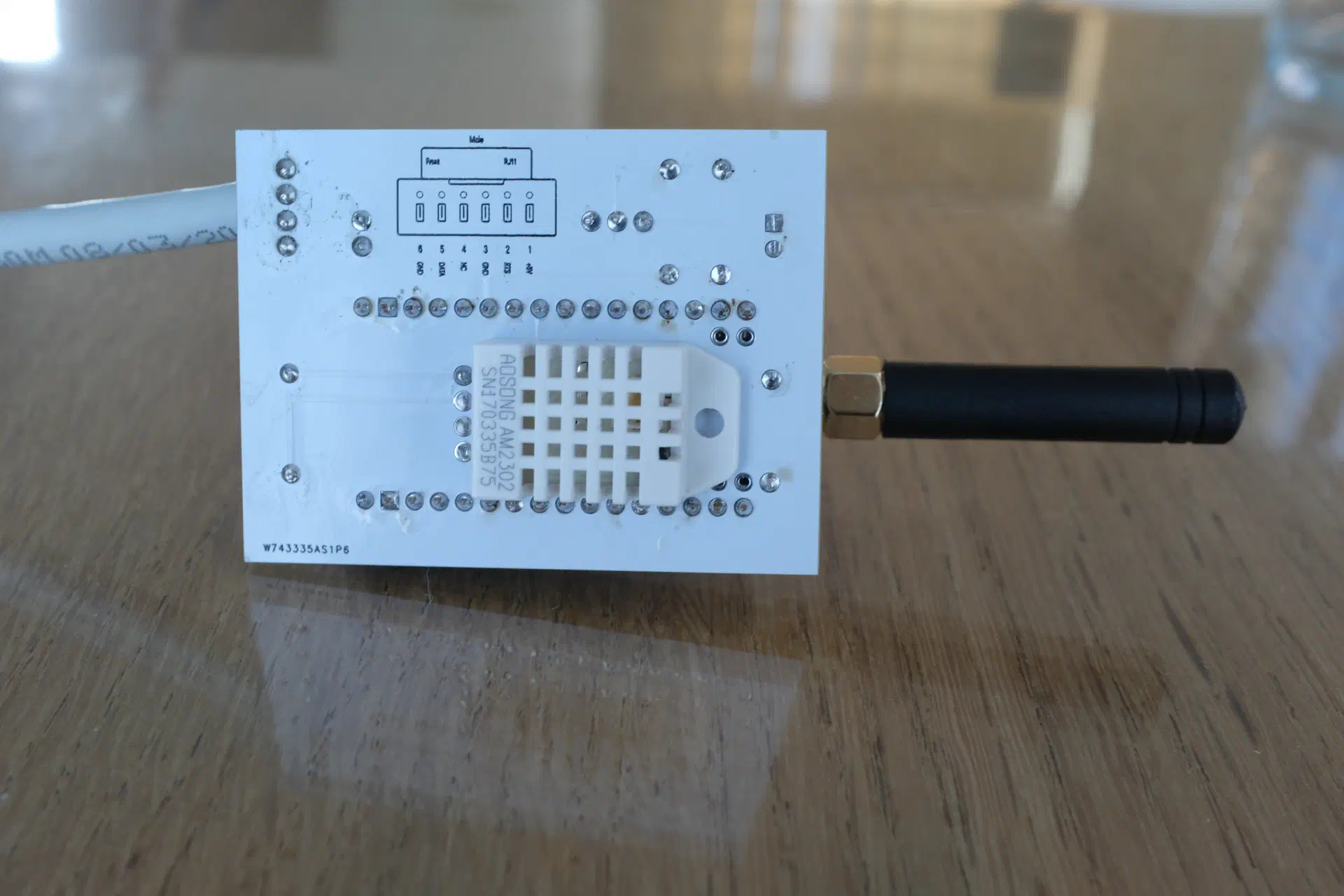 PCB assembled, back (DHT22 sensor)